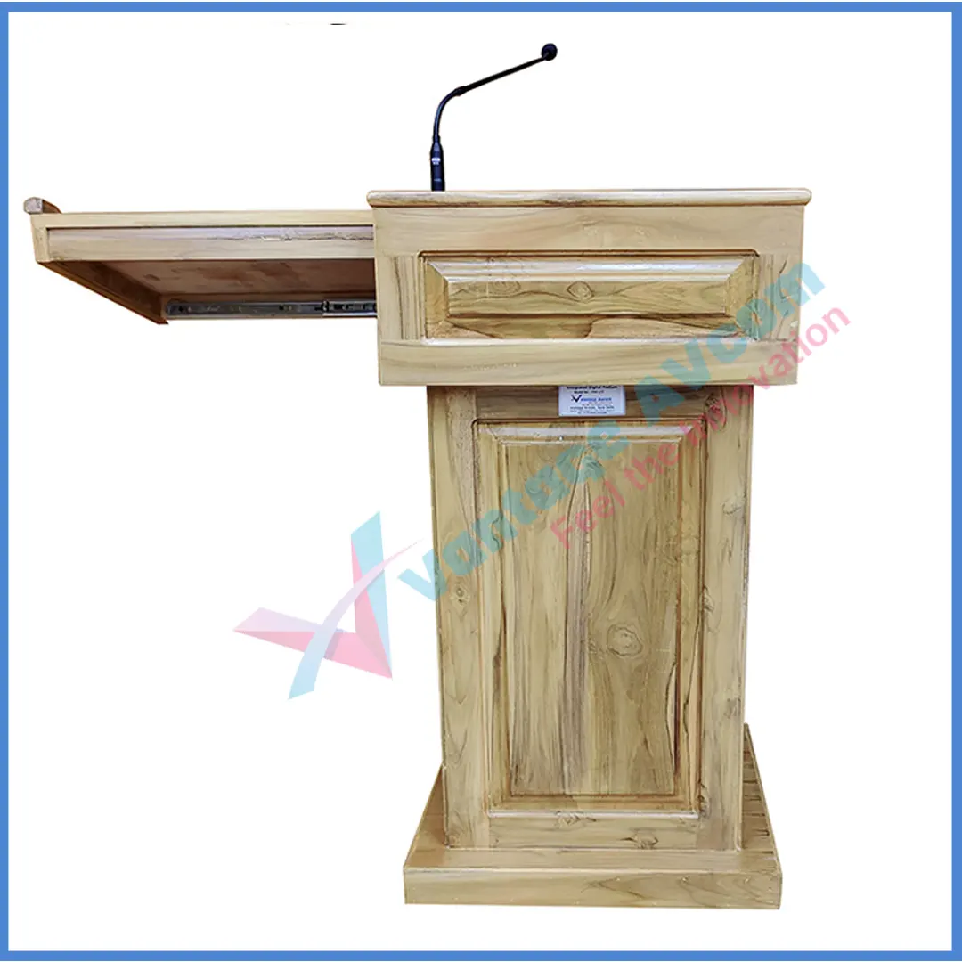 wooden audio podium